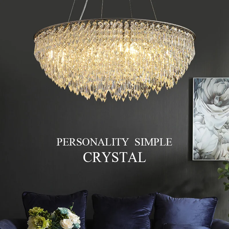 

Modern Luxury Crystal Chandelier For Dining Room Creative Design Chrome Hang Light Fixture Home Decor Bedroom Led Luster Lamp