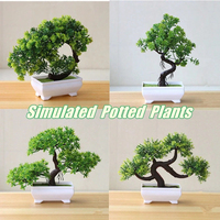 Uflower Artificial Bonsai Tree, Fake Potted Plants, Small Plastic Green Trees for Home Office Decor, Gift for Birthday Wedding