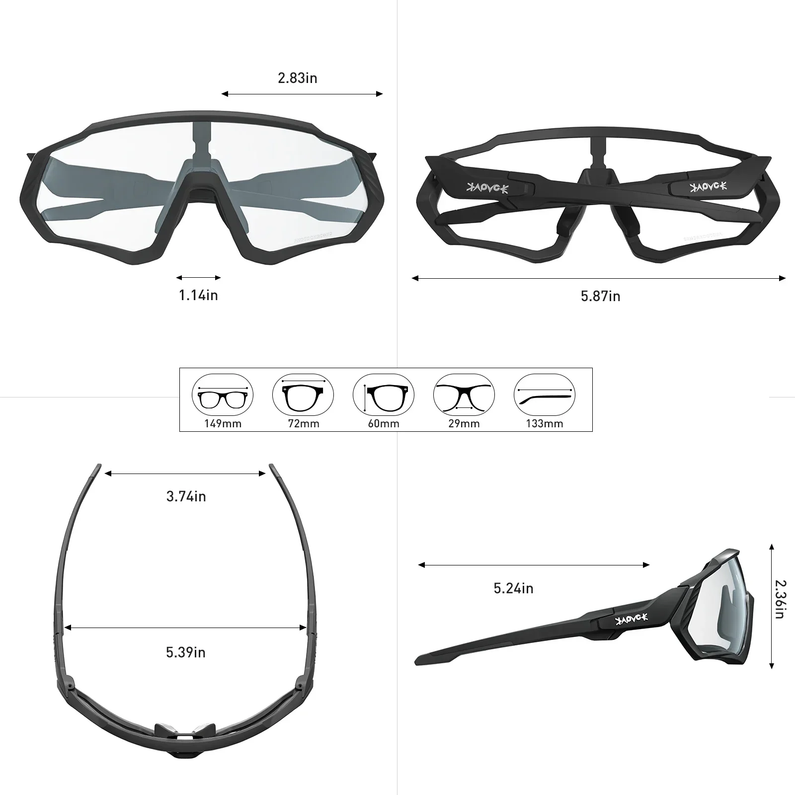 Kapvoe Photochromic Cycling Glasses for Men Women Mountain TR90 Bicycle MTB Road Speed Bike Outdoor Sport Sunglasses Riding Cycl