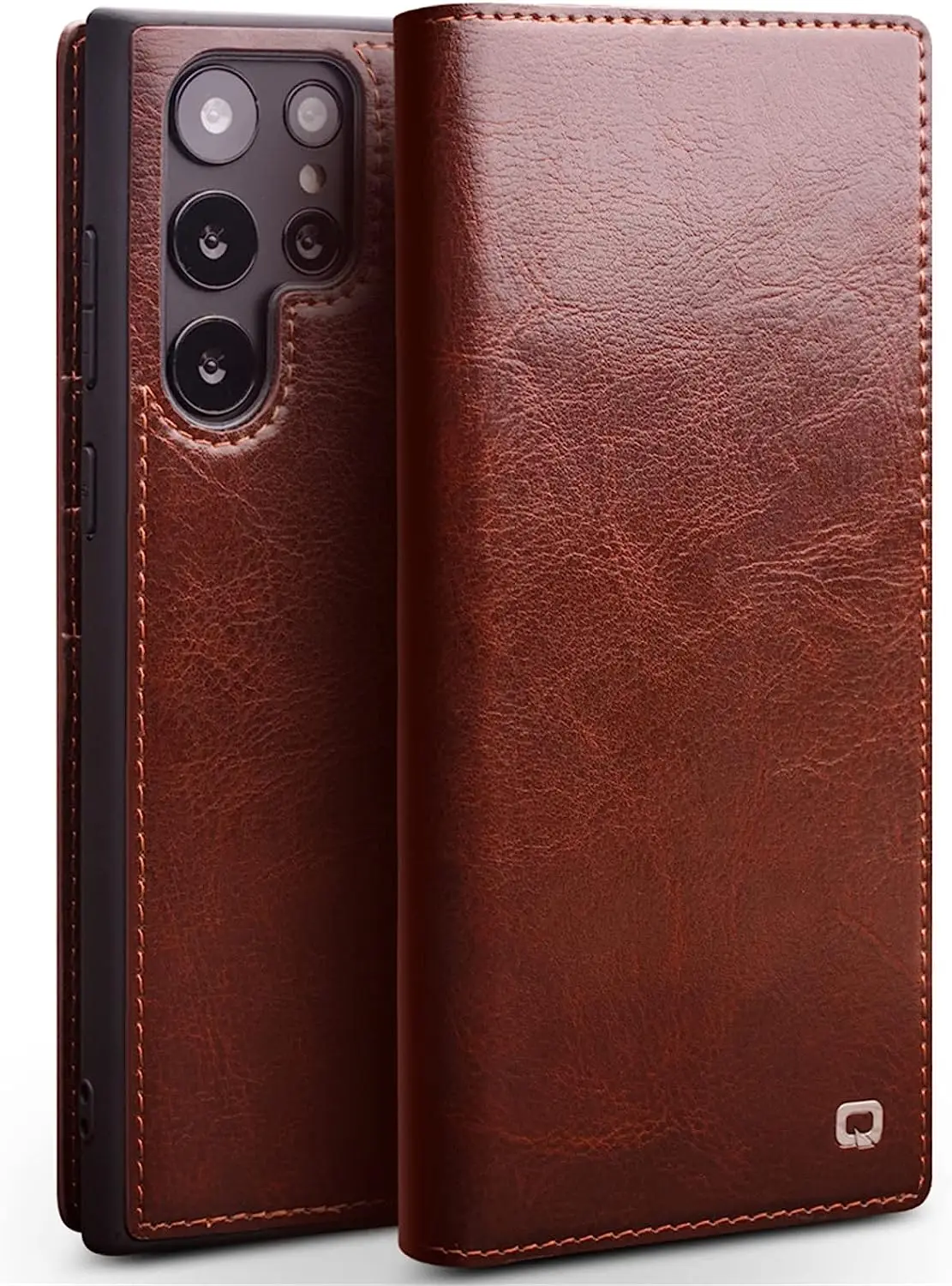 

Genuine Leather Case for Samsung Galaxy S23 Premium Genuine Cowhide Leather Wallet Folio Flip TPU Case with Card Slots/Kickstand