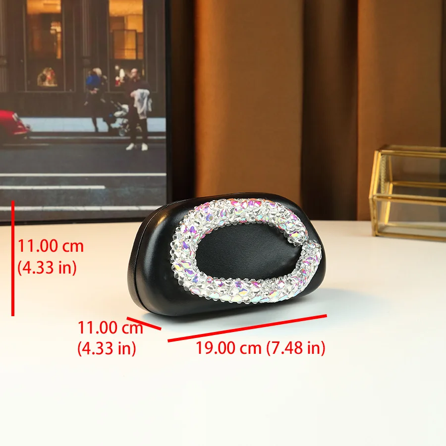Banquet Diamond-Embedded Hand-Held Three-Dimensional Small round Bag Handbag Women's Shining Chain Shoulder Messenger Bag