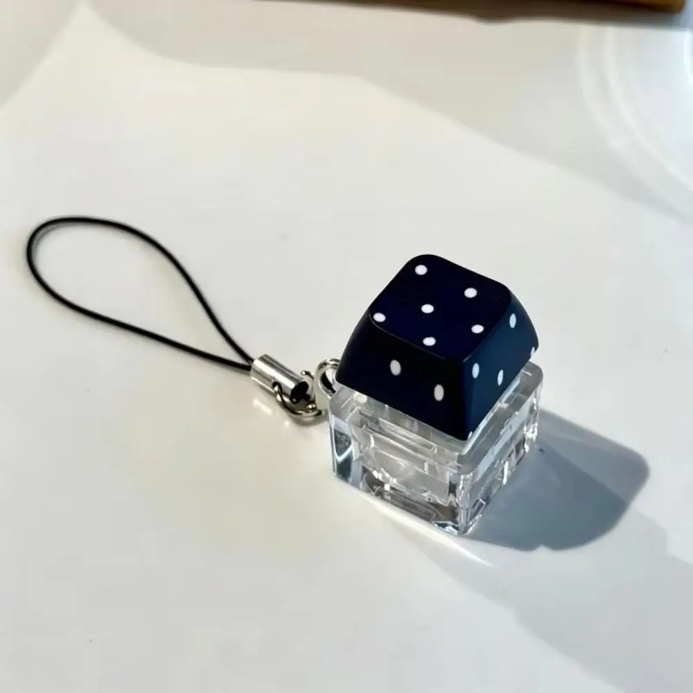 Klickender Fidget-Button, niedlicher Stern-/Polka-Dot-Druck, Mini-Klicker-Anhänger, Tastaturtasten-Form, transparente Basis – Detail 9