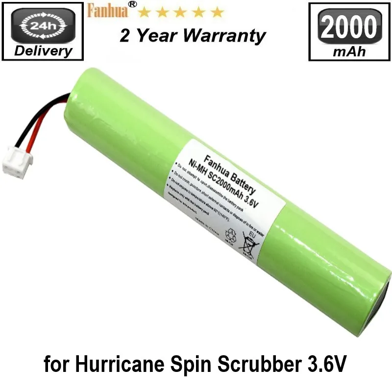 

100%High 3.6V Ni-MH 2000mAh Rate Battery Compatible with Hurricane Spin Scrubber Brush Cleaner Mop Spin-Scrubber Bathtub