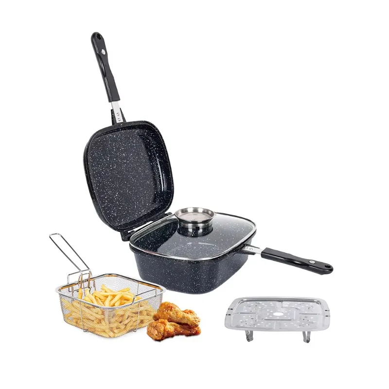 

30Cm non-stick marble double frying pan cookware set die-cast aluminum ceramic kitchen cookware set