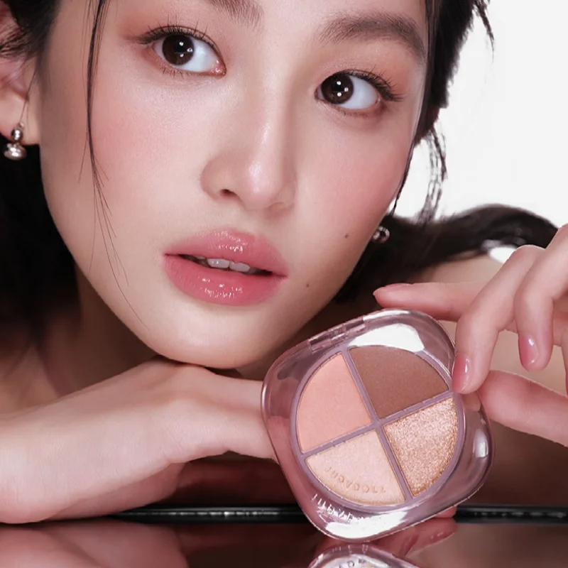 Judydoll 2025 nova paleta de sombra de quatro cores fosco baixa saturação terroso shimmer glitter diário luz natural maquiagem dos olhos