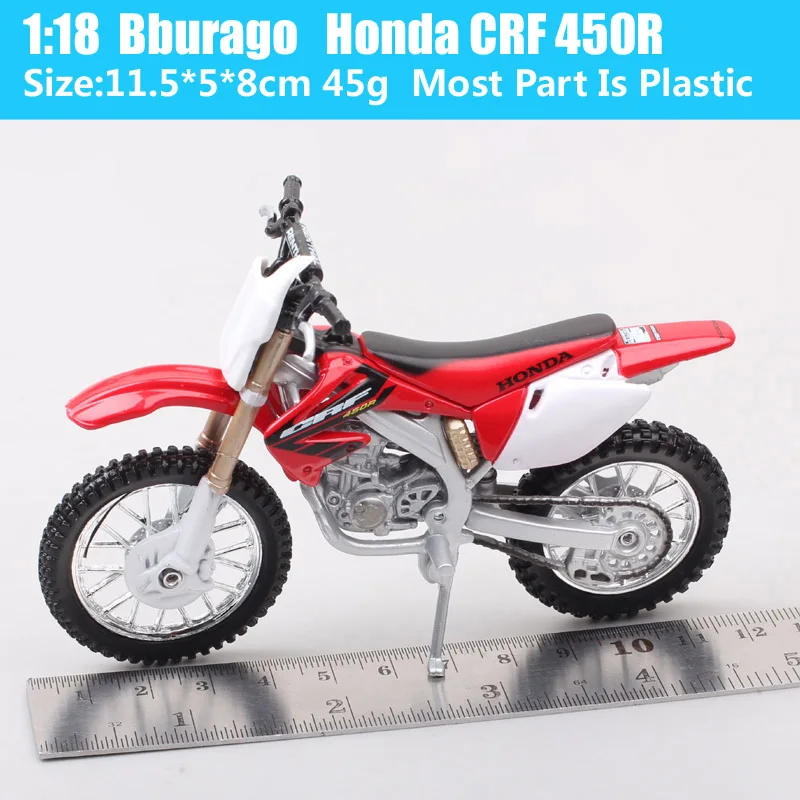 1/18 Scale Bburago Honda CRF450R Motorcycle Enduro Diecasts & Toy Vehicles Dirt Bike Motocross Toy Model  Action Figure Replicas