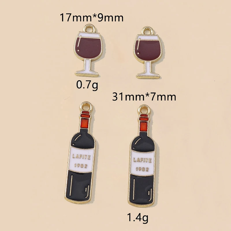 Leslie 10 Stück/Set Emaille Bier-Wein-Glas Kaffee-Anhänger für Halsketten, Ohrringe, Niedliche Charms, Schmuckherstellungszubehör – Detail 9
