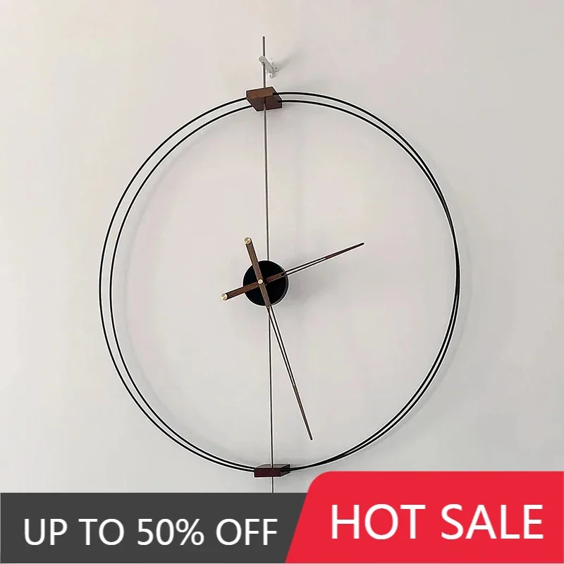 Spanish Minimalist Wall Clock Creative Luxury Living Room Art Clocks Solid Wood Pointer Large Wall Clock Silent Movement Clocks