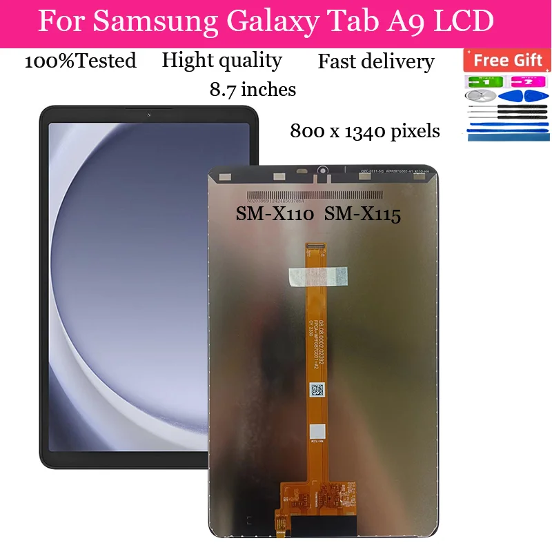 

8.7" LCD For Samsung Galaxy Tab A9 X110 X115 SM-X110 SM-X115 LCD Touch Screen Digitizer Glass Assembly Replacement