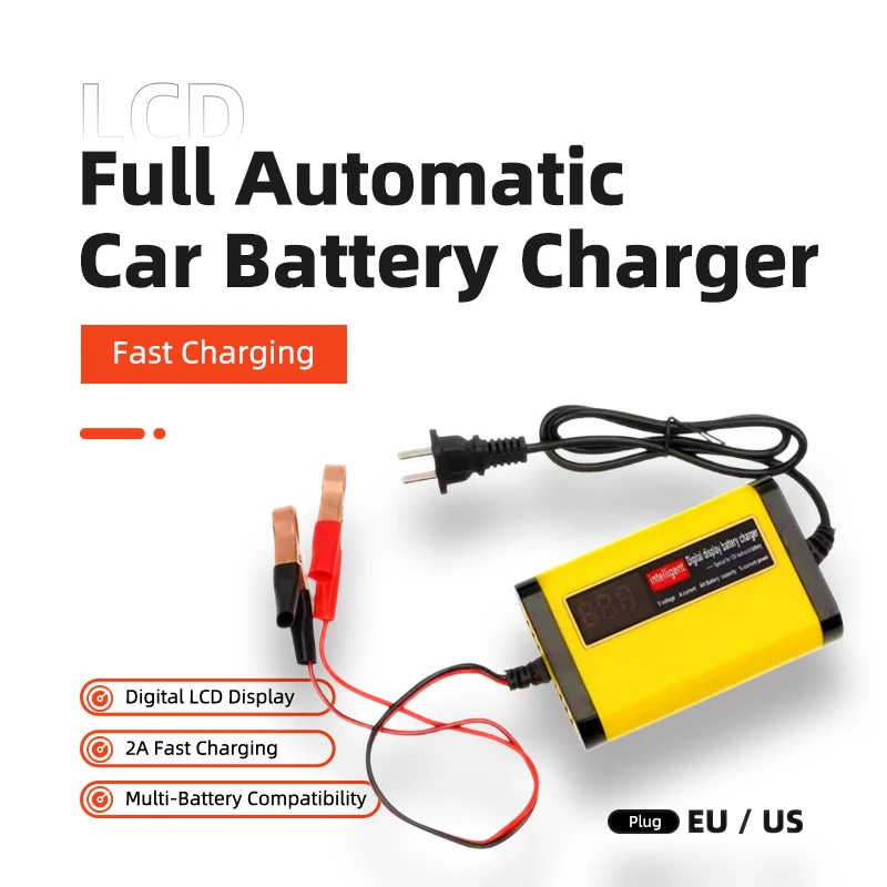 

Полностью автоматическое автомобильное зарядное устройство, цифровой ЖК-дисплей, 2 А, быстрая зарядка, 3-ступенчатая свинцово-кислотная гелевая батарея AGM, эффективные зарядные устройства