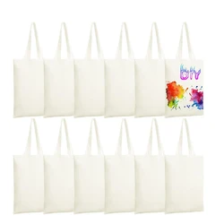 6-Pack DIY Craft: Sublimation Tote Bags - Blank Canvas, Reusable Grocery Bags with Washable Heat Transfer (Bulk Deal)