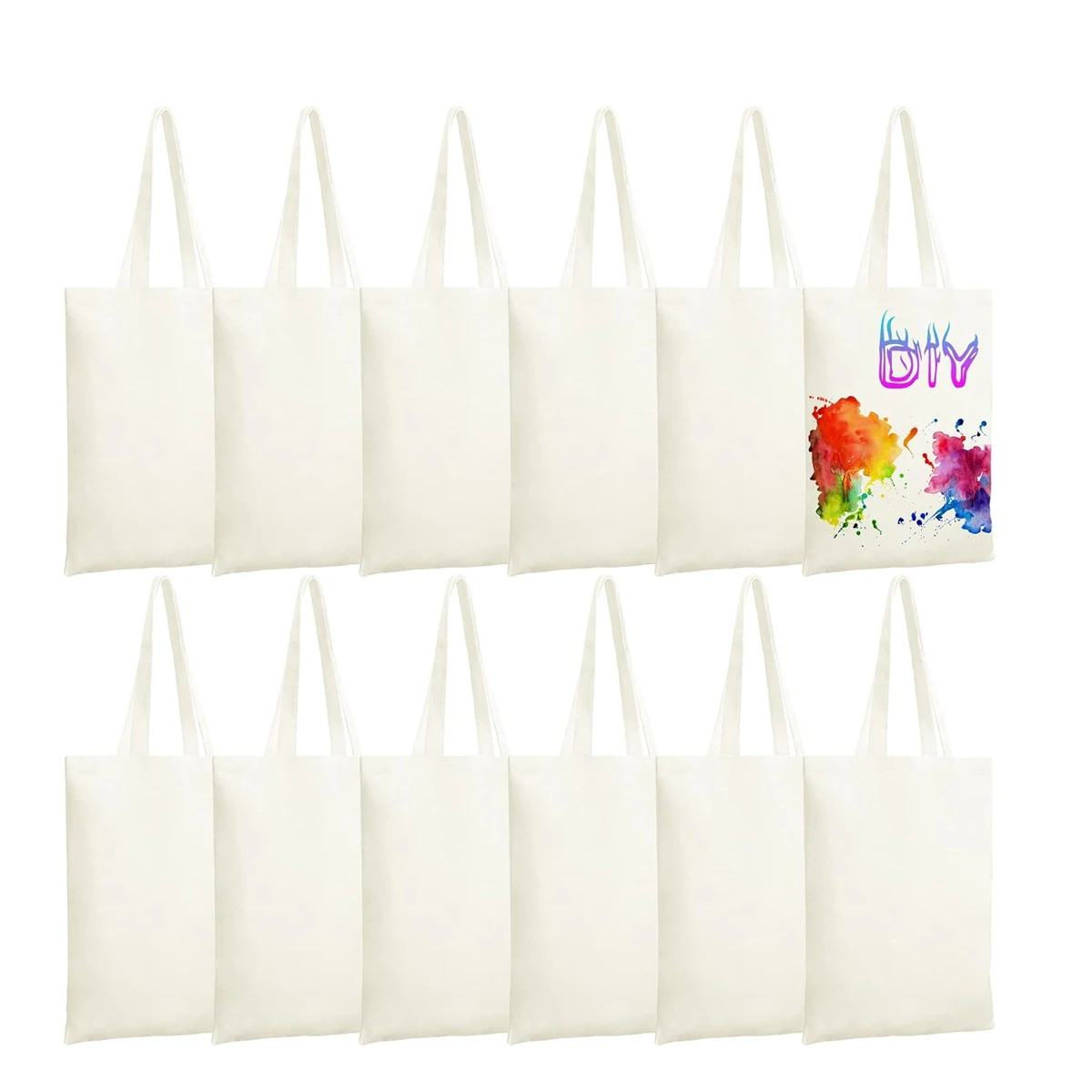 6-pak DIY Craft: torby sublimacyjne - puste płótno, torby na zakupy wielokrotnego użytku z zmywalnym transferem ciepła (oferta hurtowa)