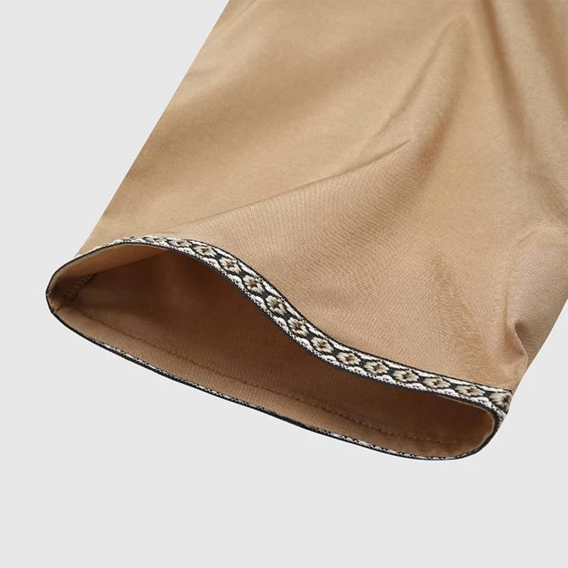 Abito musulmano Comoda camicia maschile musulmana con design a bottoni Colletto a V allentato Abbigliamento musulmano Eid Medio