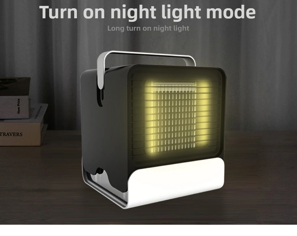 Ventilador de ar condicionado doméstico com umidificação mesa luz noturna ar condicionado íon negativo ventilador de refrigeração