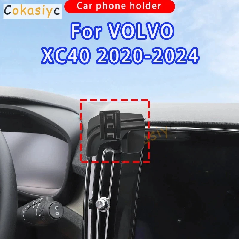 Suporte de Telefone para Carro para Volvo XC40 2020-2024 com Carregamento Sem Fio, Base Fixa Dedicada, Acessórios Internos Automotivos