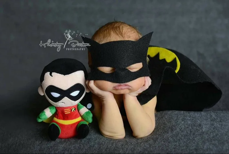 Newborn Baby Batman Cape and Wrap Set Superhero Inspired Photography Outfit for Halloween Baby Photoshoot Cute Baby Props