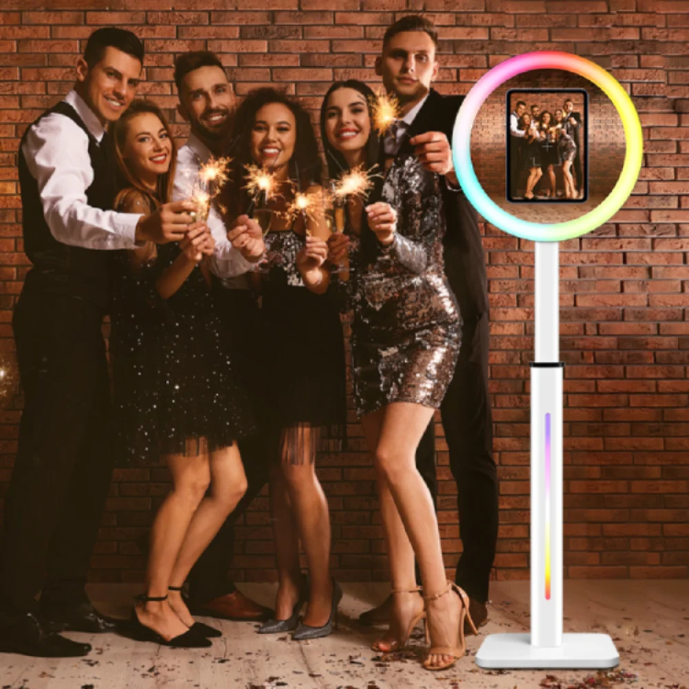 

US Stock|Adjustable Height iPad Photo Booth for 12.9inch 3-6th Gen Selfie Photobooth Machine with Flight Box for Party Weddings