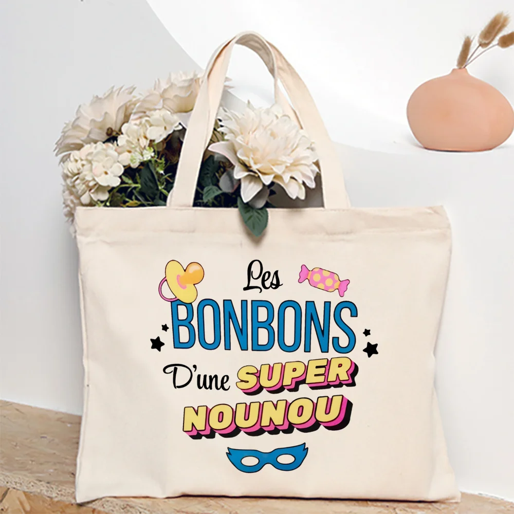 

Сумка-шоппер Nounou C'est La Plus Chou, женская сумка-тоут, женская сумка через плечо, дорожная сумка на молнии, лучший подарок для Nounou