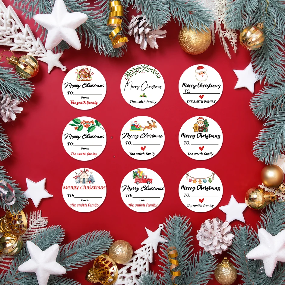 Maßgeschneiderte Namensaufkleber „Merry Christmas Cute Santa Claus Gift Recipient“, dekorative Aufkleber für Festival-Mystery-Geschenke