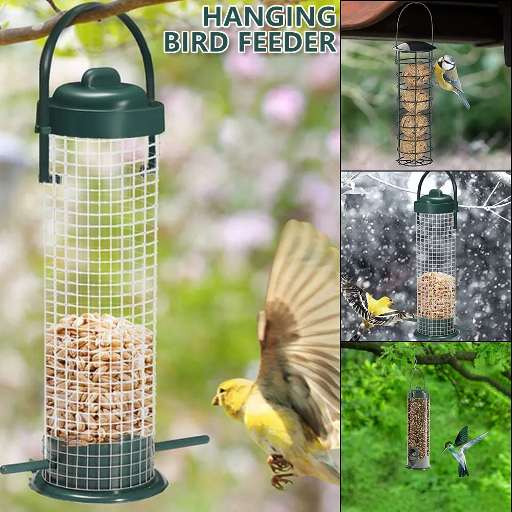 Hanging Bird Feeding Tool Garden Paddock Bird Feeder Pet Supplies Outdoor Decoration Wild Bird Seed Feeder PVC Tube Seed Feeders