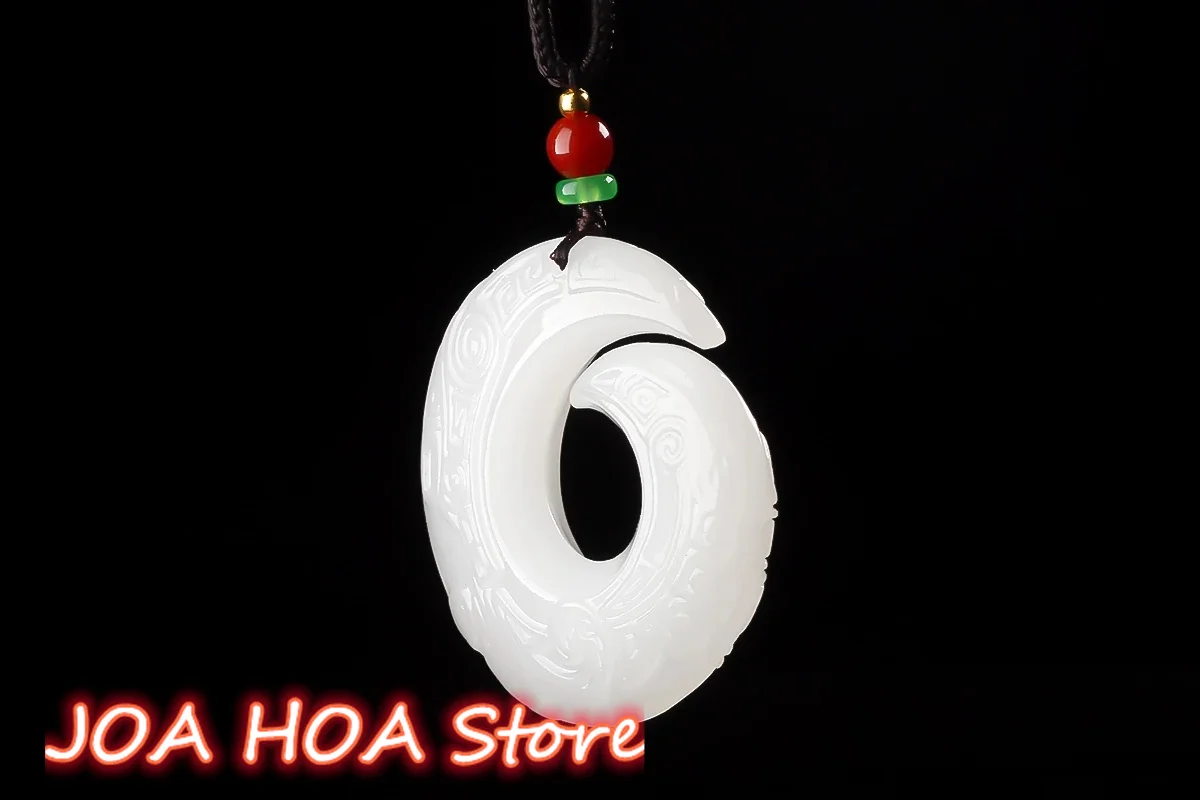 New Small Carved Fine Jewelry Lucky Pendant Sweater Chain Exquisite Accessories Natural Golden Silk Jade Necklace