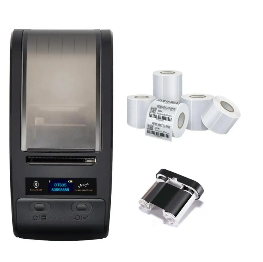 DeTong DT60S 2 Inch Portable Thermal Transfer Printer Android IOS Asset Tag Label Machine