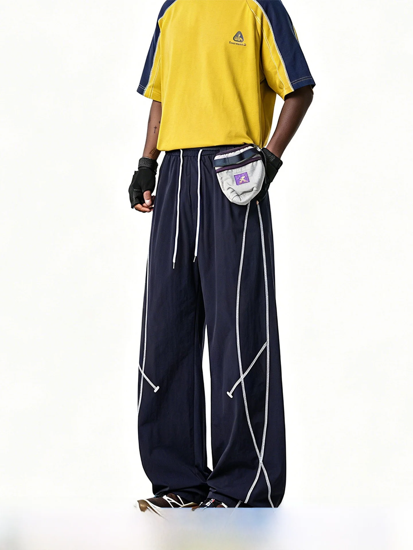 ARTANNIE Men's Casual Straight Leg Pants Quick Dry Thin Outdoor Sports Long Trousers Summer Leisure Fashion Wide Leg Trousers