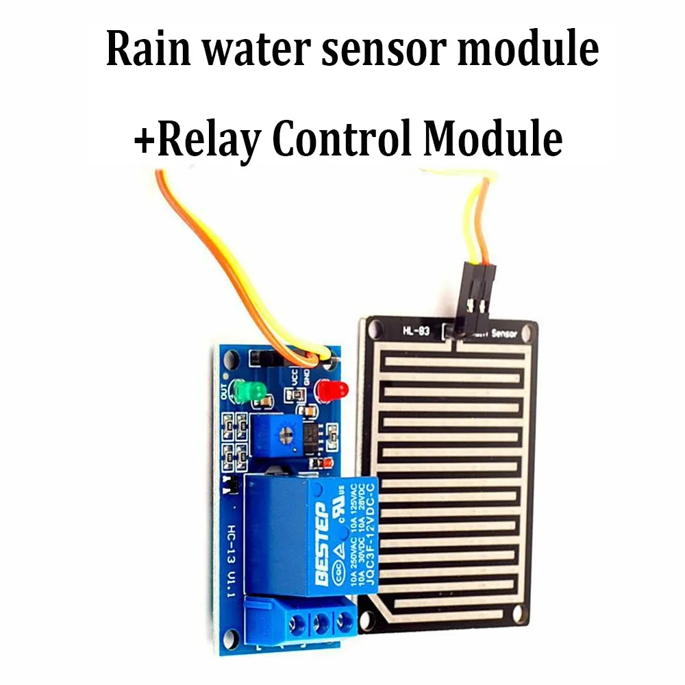Rain Sensor for Raspberry Pi and 12V DC Supply Relay-Controlled Output 250V AC 30V DC Rated for Weather Projects