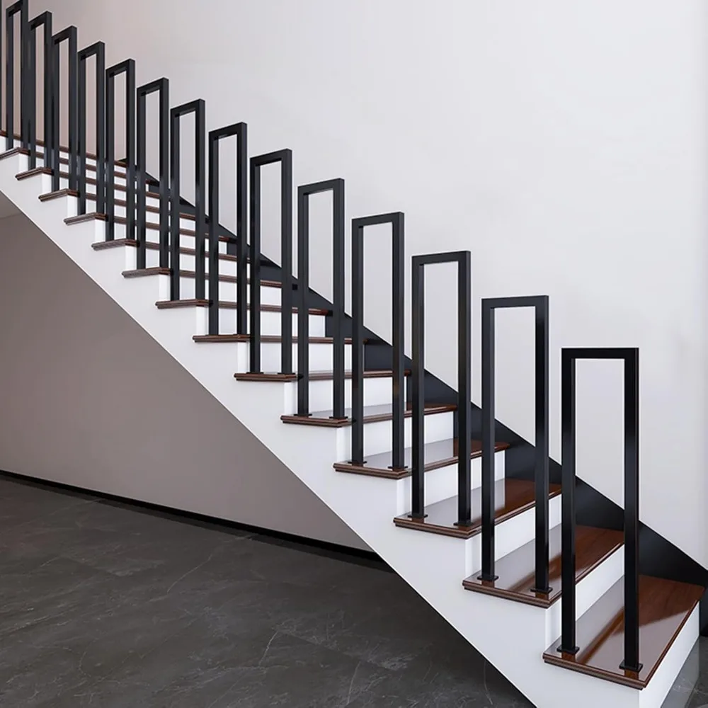 حاجز أمان قوي 3.3FT على شكل حرف U غير قابل للانزلاق مع غطاء مزخرف، طراز صناعي قديم، درابزين أنيق للصناعة أ #5