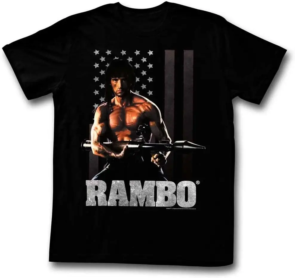 A&E Designs Rambo American Flag T-Shirt, Black, 2XL