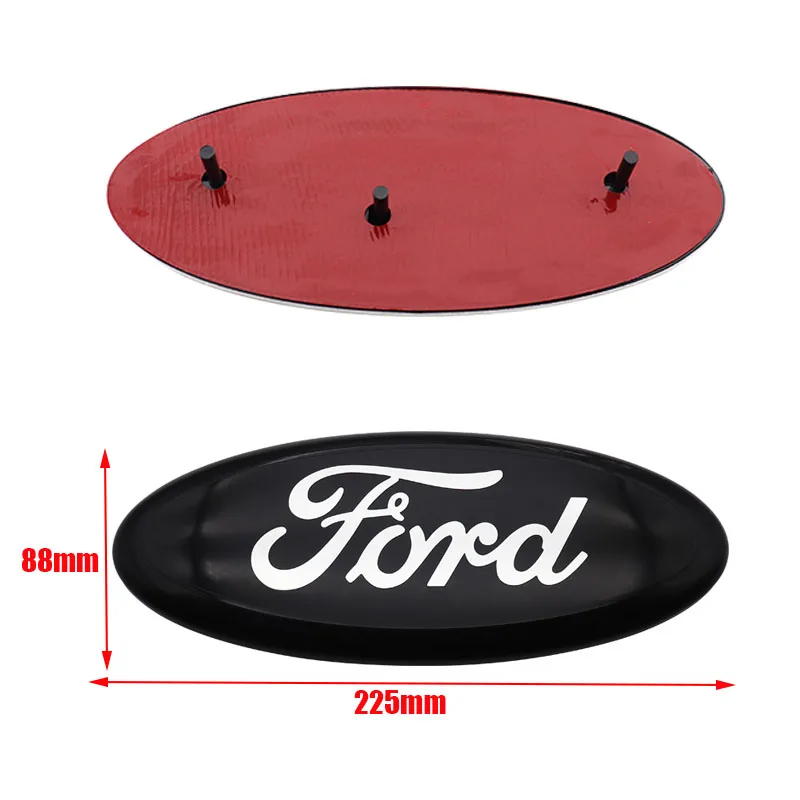 1pcs new 3D Ford 225mm ABS Car Front logo Front grill Rear Bumper tail door trunk sticker Emblem sticker styling Accessories