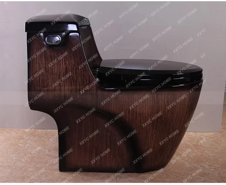 New water-saving large diameter Boutique high-end wood grain toilet, siphon one-piece toilet, ceramic color toilet