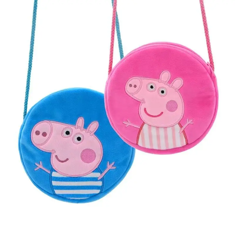 Peppa Pig pluszowa torba Crossbody dla dzieci okrągłe pluszowe torby George plecak przedszkolny kreskówkowa torba na ramię torebka na monety prezenty urodzinowe