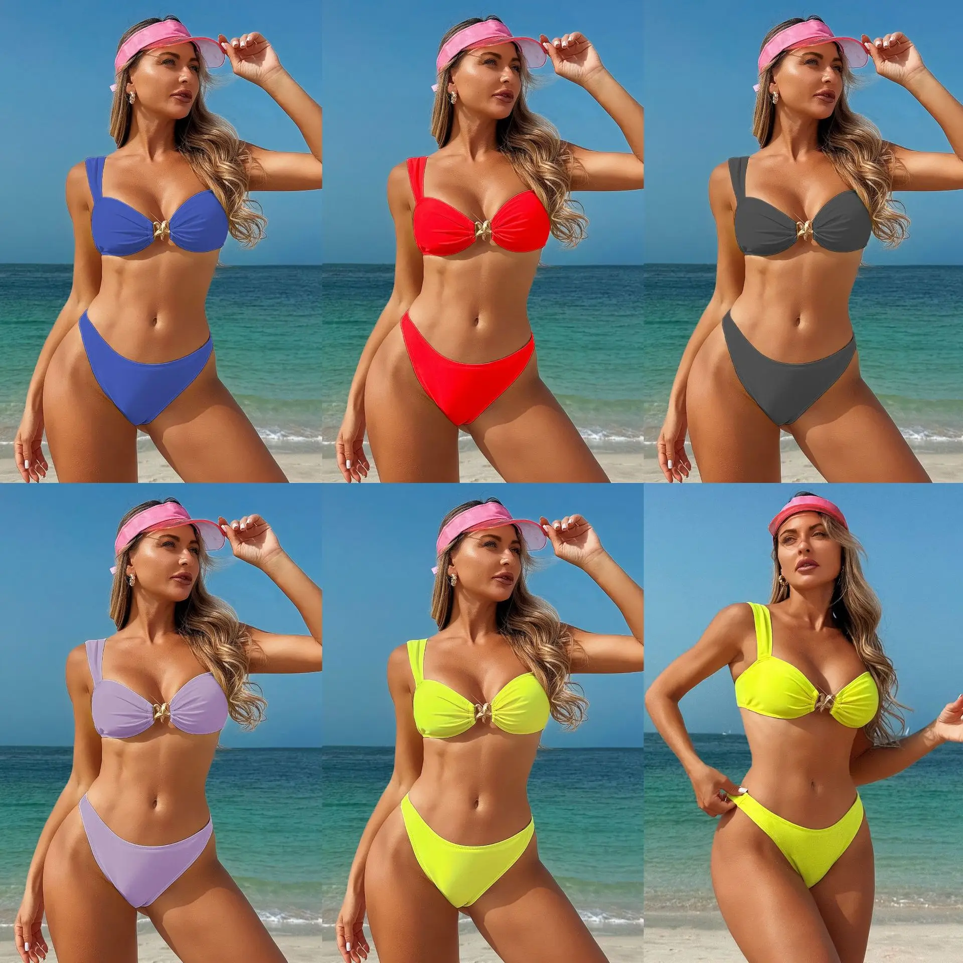 

New Yellow Niche Split Starfish Bikini Vacation Slim Hot Spring Swimsuit Women