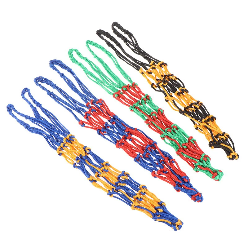 ถุงตาข่ายบาสเก็ตบอลเก็บไนล่อนถักกระเป๋าลูกเดียวพกพาอุปกรณ์กลางแจ้งกีฬาฟุตบอลวอลเลย์บอล