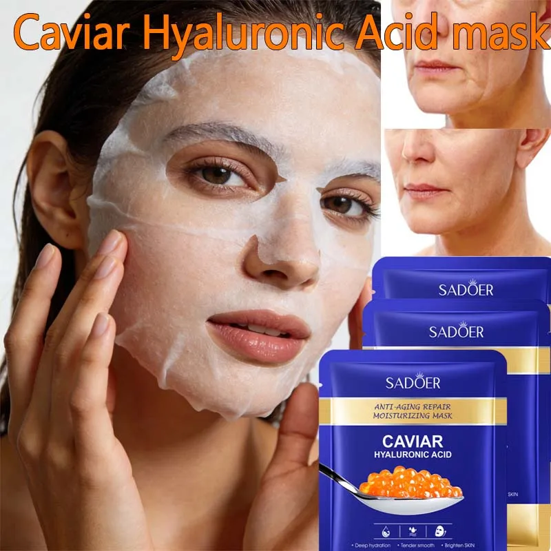 Caviar Hyaluronic Acid Moisturizing Facial Masks Lifting Firming Face Skin Brightening Firming Hydrating Face Mask Skin Care