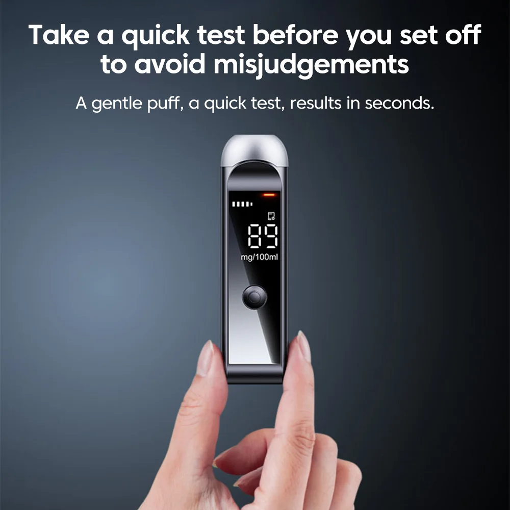 High Precision Digital Breath Alcohol Tester Non-contact Rechargeable Breathalyzer LCD Screen Alcohol Detector for Drivers