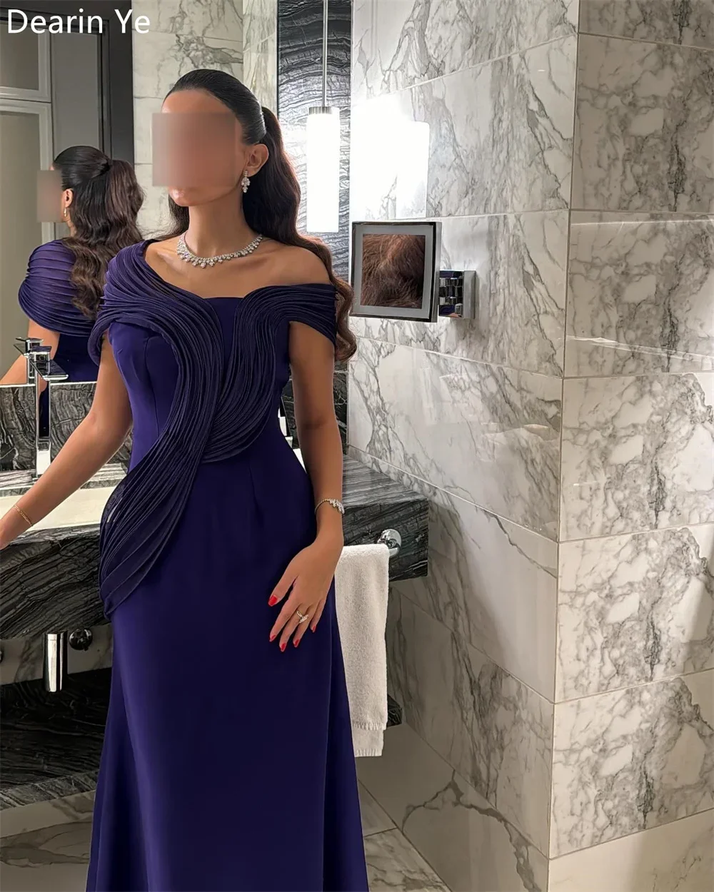 Customized Prom Gown Formal Dearin Off-the-shoulder A-line Floor Length Skirts Ruffle Bespoke Occasion Dresses Saudi Arabia Even