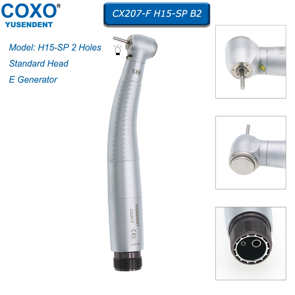 COXO Dental Handpiece High Speed Dentistry Turbine With Light Type E Generator Standard Head Push Button 2/4 Hole Fit NSK