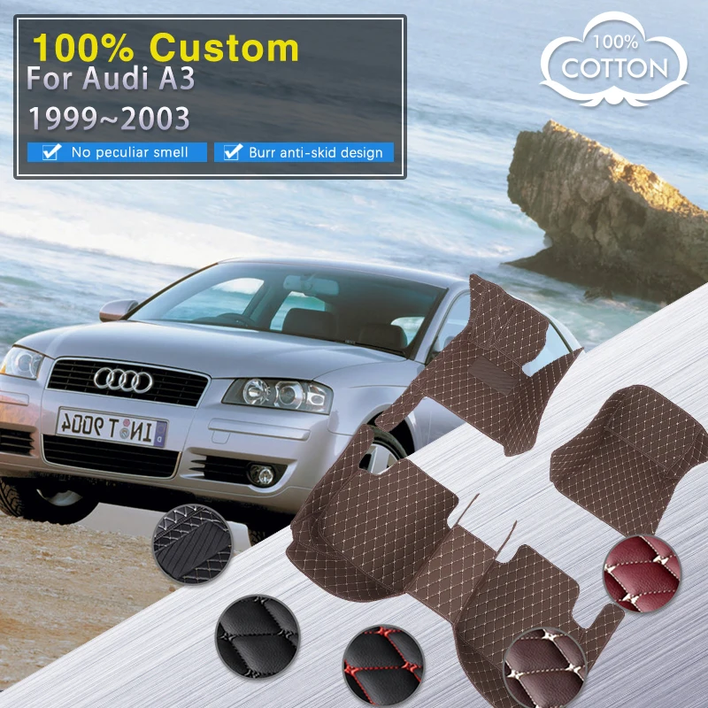 

Car Floor Mats For Audi A3 8L 1999~2003 2000 Carpet Pad Set Auto Interior Parts Luxury Leather Mat Durable Rug Car Accessories