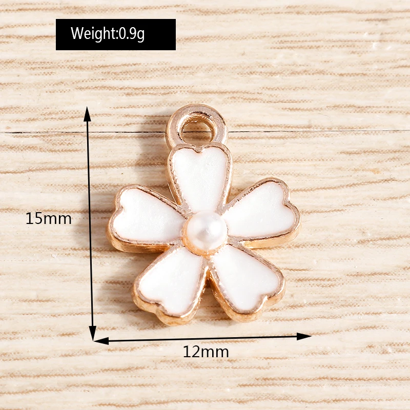10 Stück 12 x 15 mm niedliche bunte Emaille-Blumen-Charms für Tropfen-Ohrringe, Armbänder, Anhänger, Halsketten, DIY, handgefertigtes Kunsthandwerk, Schmuckherstellung – Detail 14