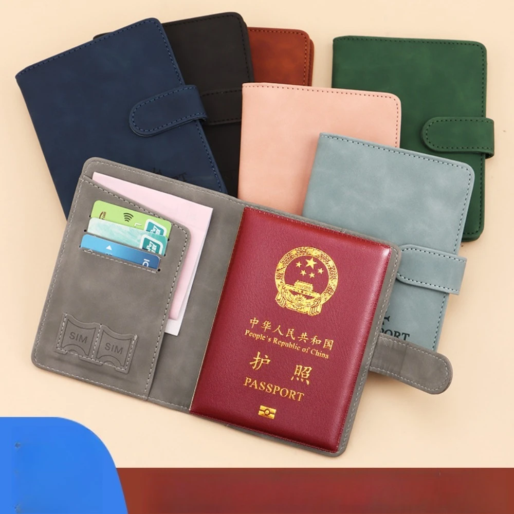 

New anti-theft passport clip with multifunctional PU passport protection cover, simple multi card travel document bag