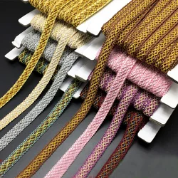 19 Yards Gold Gimp Braid Trim 14mm Braided Lace Trim Polyester Woven Fabric Lace Upholstery Trim for Sewing Curtain Sofa Pillow