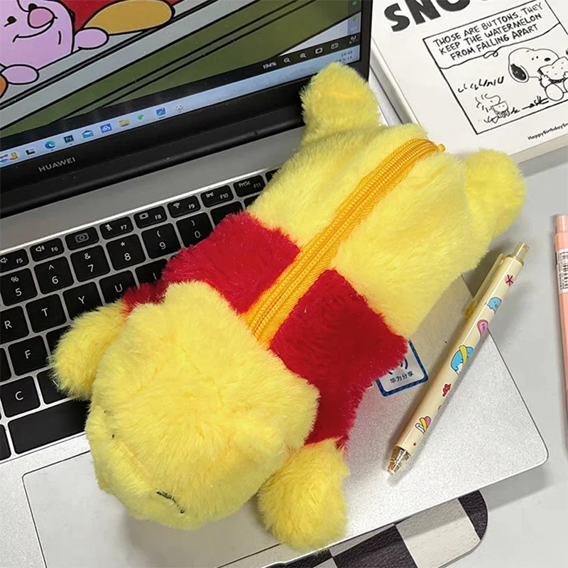 Disney winnie pooh cocô abelha caneta saco bonito winnie pooh caixa de papelaria estudante grande capacidade caixa de lápis bonito boneca caneta saco presentes