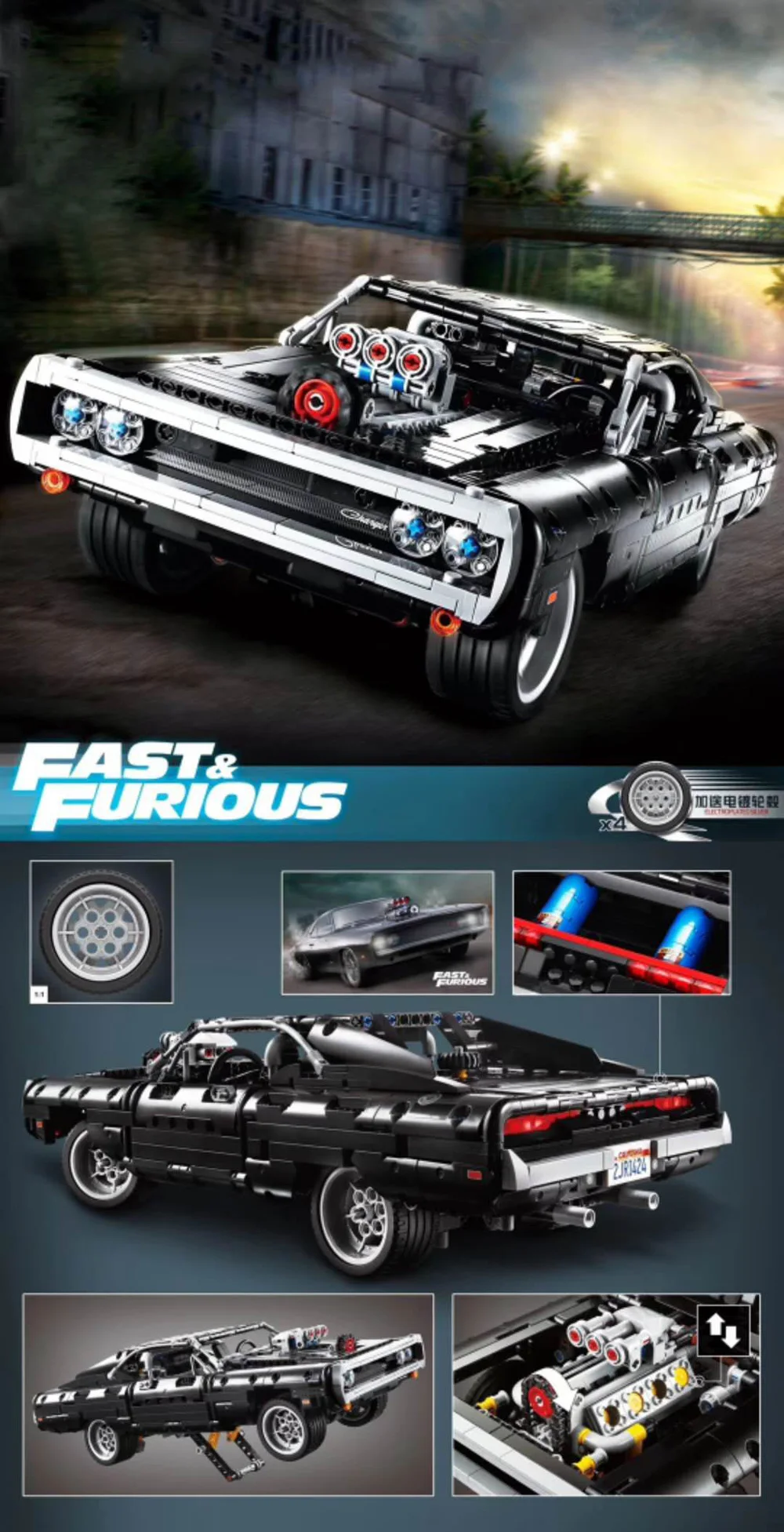 

Technical Car Dodge Charger Sports Car Building Block Model In Movie Fast Furious Racing Vehicle Bricks Toys Gifts For Boyfriend