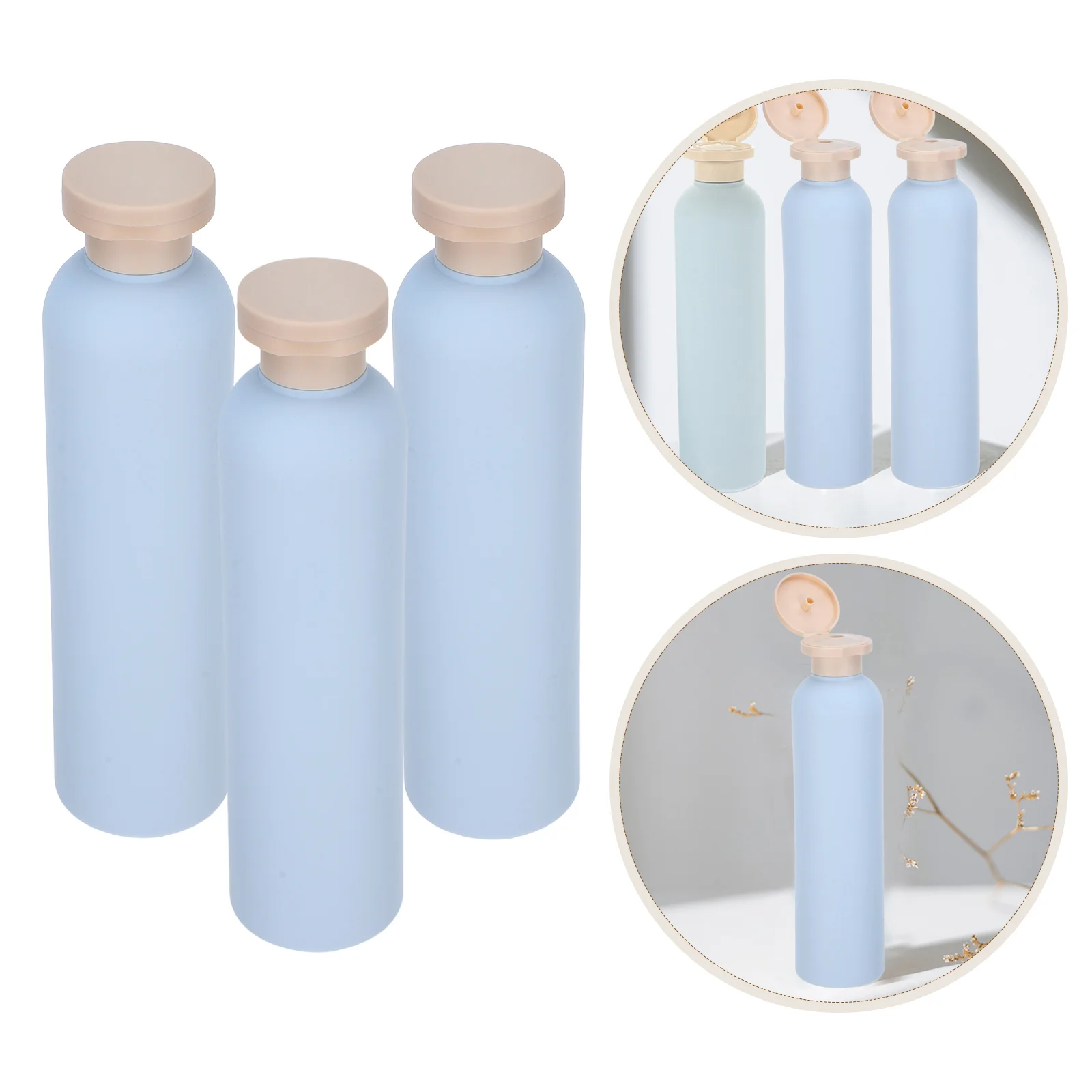 

Mini Condiment Squeeze Bottles Light Blue Flip-top Lotion 260ml Shower Gel Shampoo Refillable