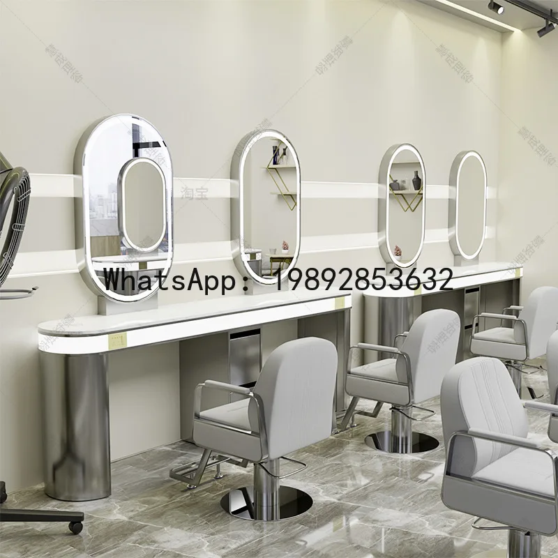CZ Internet Celebrity Perm and Dye Table Trendy Hairdressing Mirror Stand Hair Salon Integrated Cabinet Double-Sided Mirror