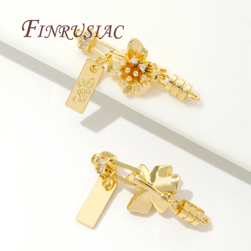 1-4Pcs/Lot 18K Gold Plated Flower Shape Clasps For Jewelry,Brass Necklace Clasp Connectors For DIY Bracelets Accessories