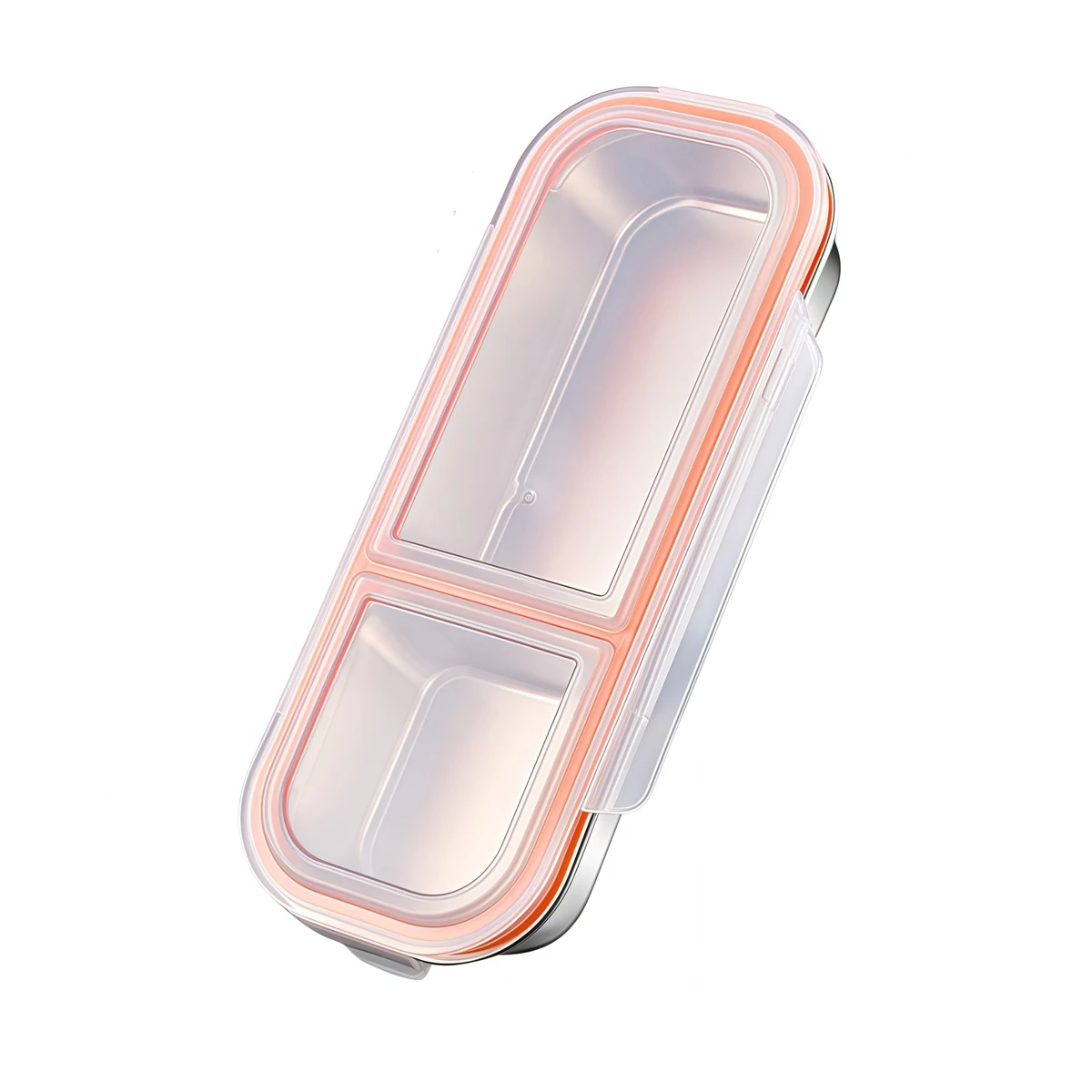 

Portable Stainless Steel Snack Container with Leak Proof Seal and 3 Compartments for Fresh Separate Food Storage