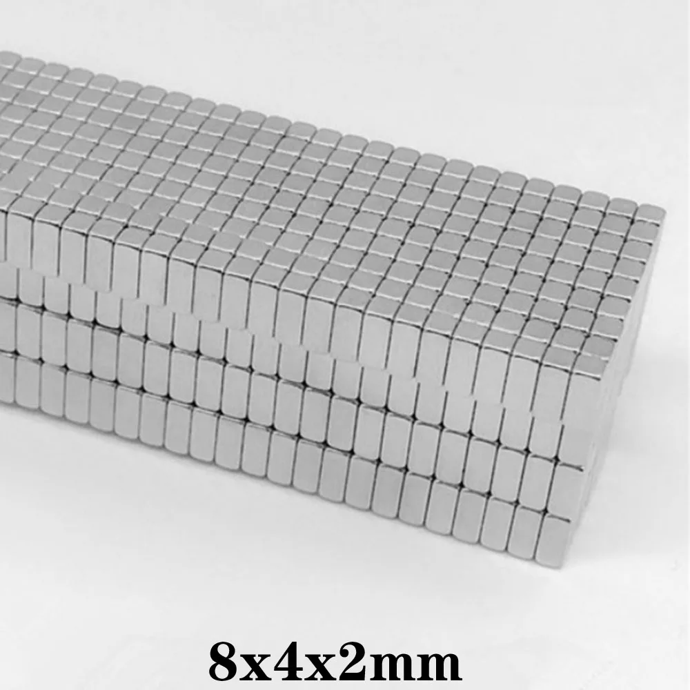 100PCS 8x4x2 mm Block Powerful Magnets 8mmX4X2mmThin Neodymium Magnetic Strong Magnet 8*4*2 mm Sheet Permanent Magnet 8x4x2mm